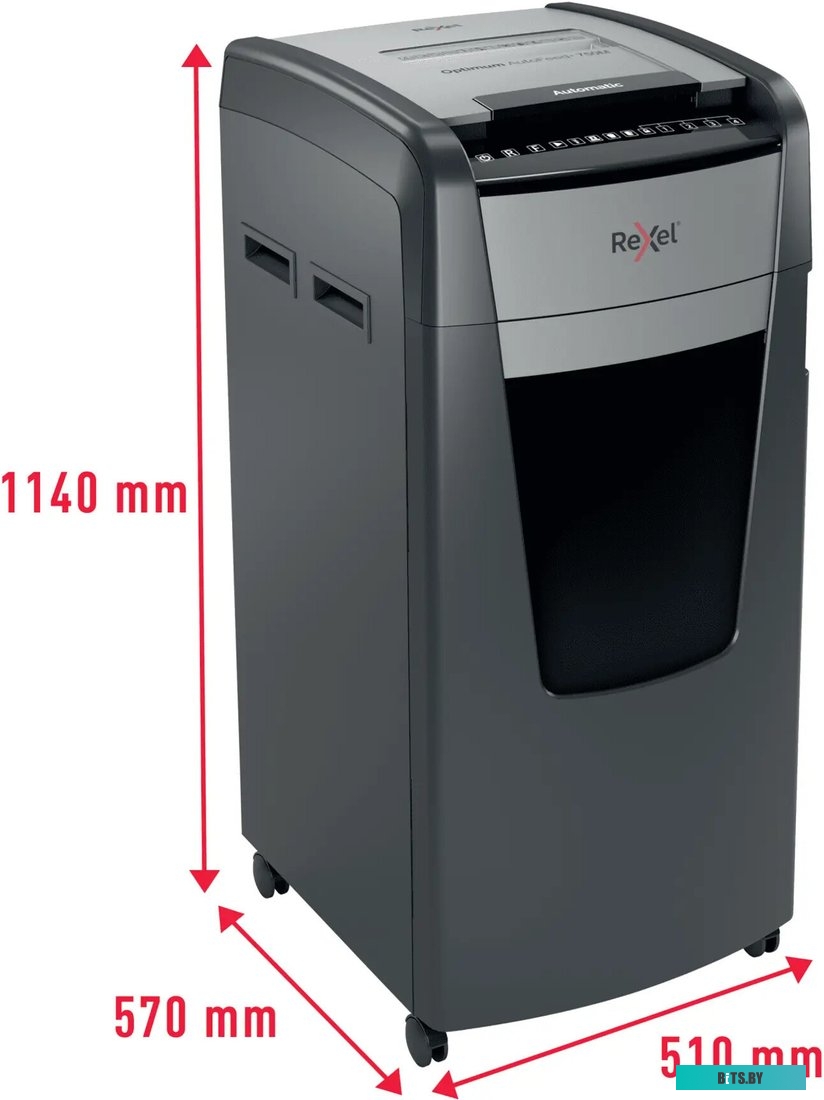 2020750XEU Шредер Rexel Optimum AutoFeed 750X черный с автоподачей (секр.P-4) фрагменты 750лист. 140лтр. скрепки скобы пл.карты