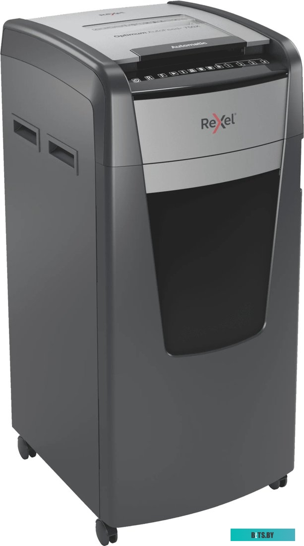 2020750XEU Шредер Rexel Optimum AutoFeed 750X черный с автоподачей (секр.P-4) фрагменты 750лист. 140лтр. скрепки скобы пл.карты