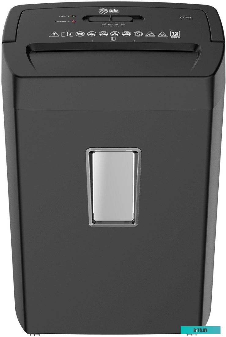 CS-SH-12-21-5X20 Шредер Cactus CS-SH-12-21-5X20 (секр.P-4) перекрестный 12лист. 21лтр. скрепки скобы пл.карты