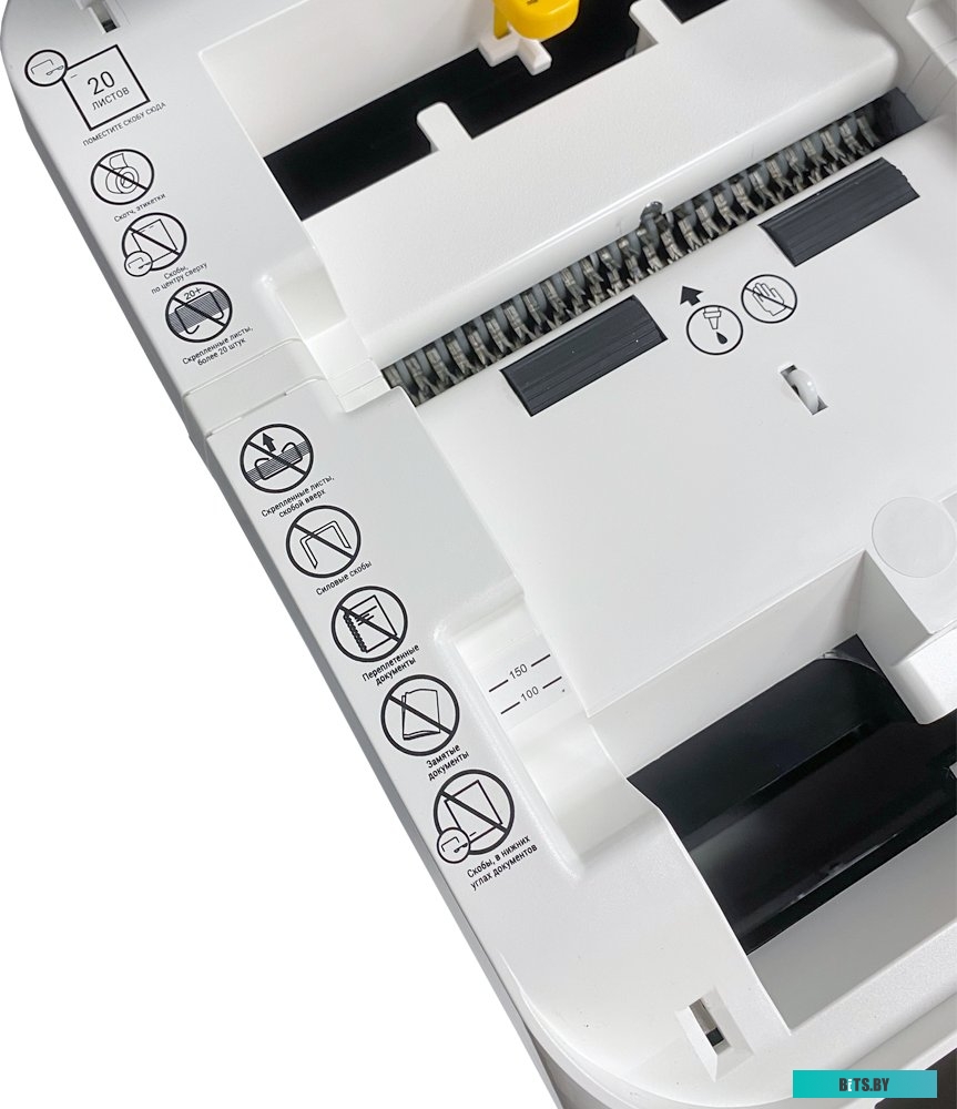 OK3812AS150 Шредер Office Kit SA150 3,8x12 белый/черный с автоподачей (секр.P-4) фрагменты 14лист. 35лтр. скрепки скобы пл.карты