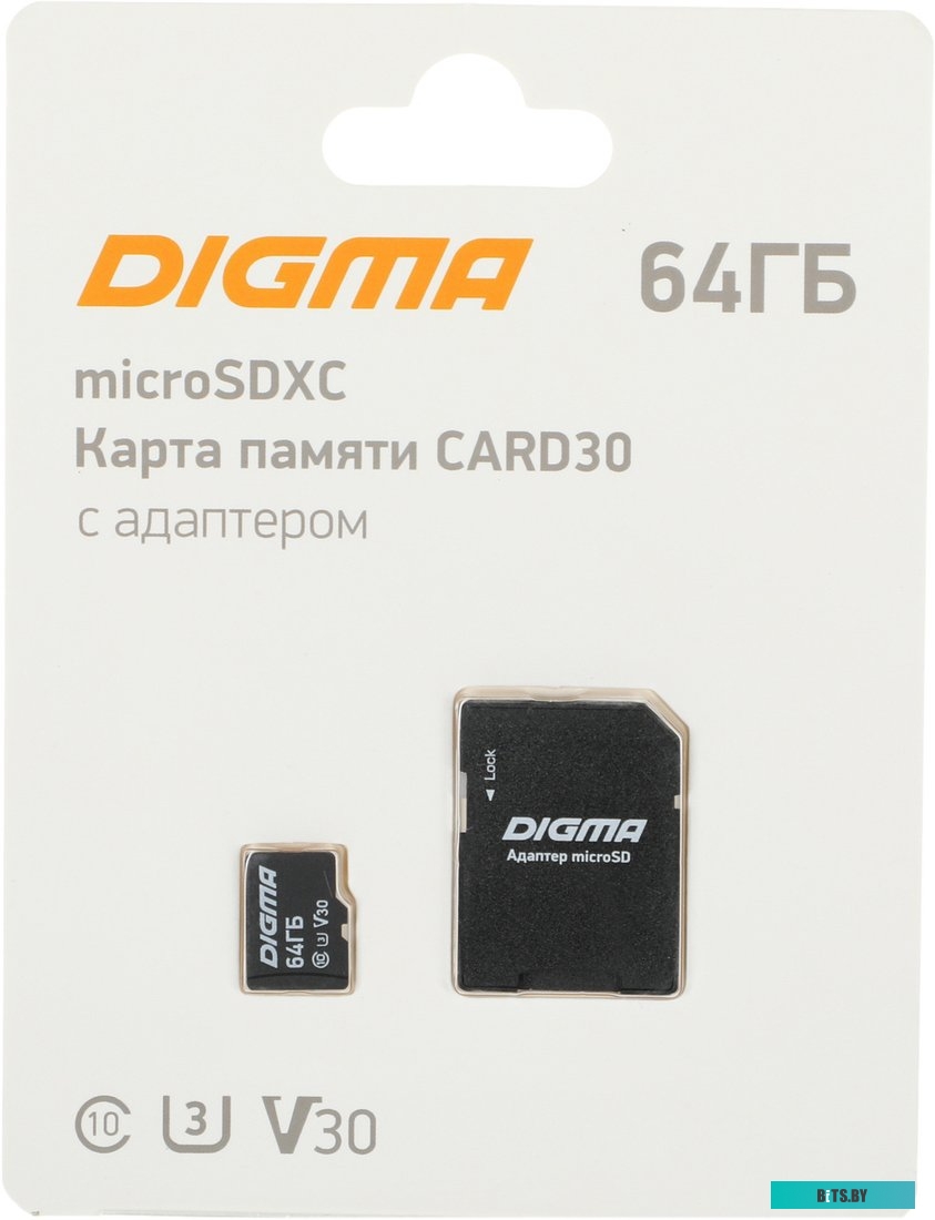 Флеш карта microSDXC Digma CARD30 V30 64GB DGFCA064A03