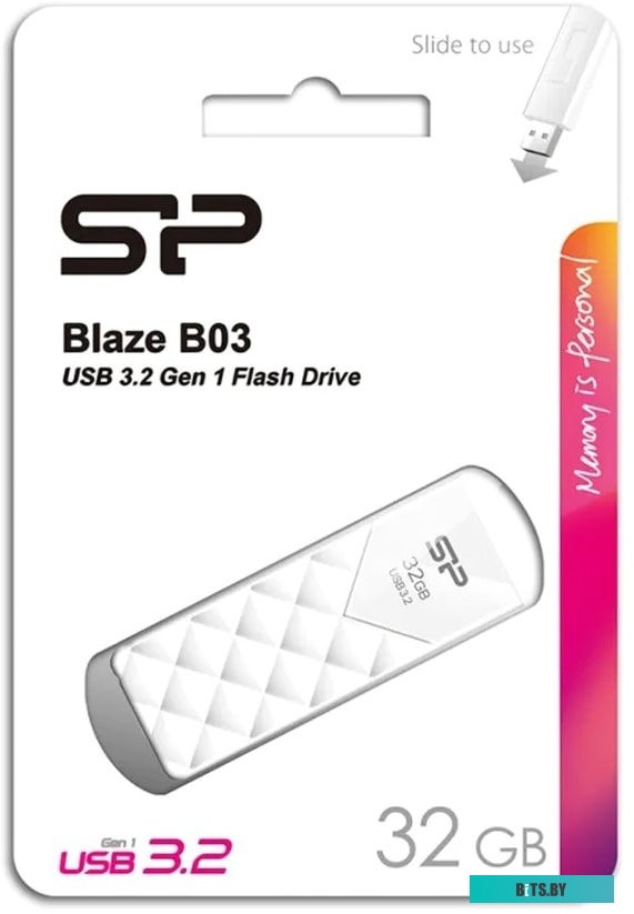 USB накопитель (Флешка) Silicon Power Blaze B03 32GB (белый) <SP032GBUF3B03V1W>