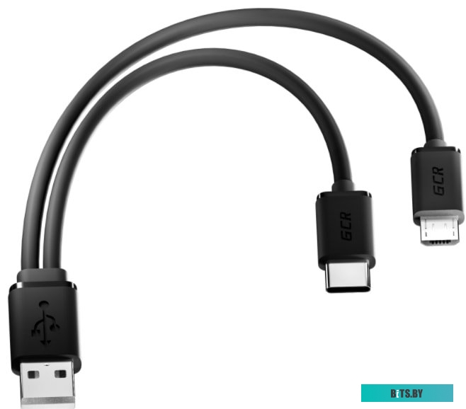 GCR-51650 Greenconnect Кабель 0.15m USB 2.0, AM + microB 5pin/CM, Y-образный, черный, 28/28 AWG, GCR-51650