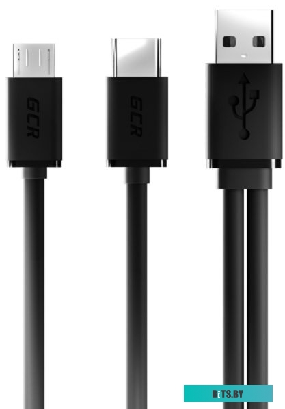GCR-51650 Greenconnect Кабель 0.15m USB 2.0, AM + microB 5pin/CM, Y-образный, черный, 28/28 AWG, GCR-51650