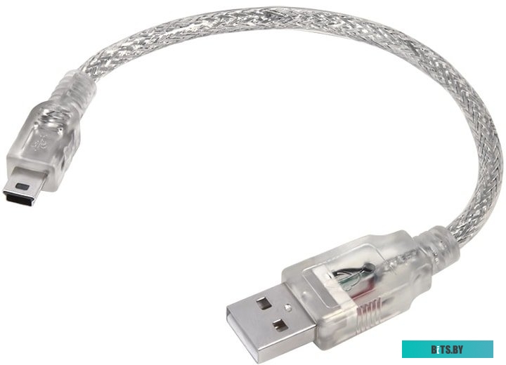 GCR-50795 Greenconnect Кабель 3.0m USB 2.0, AM/mini 5P, прозрачный, 28/28 AWG, экран, армированный, морозостойкий, GCR-50795