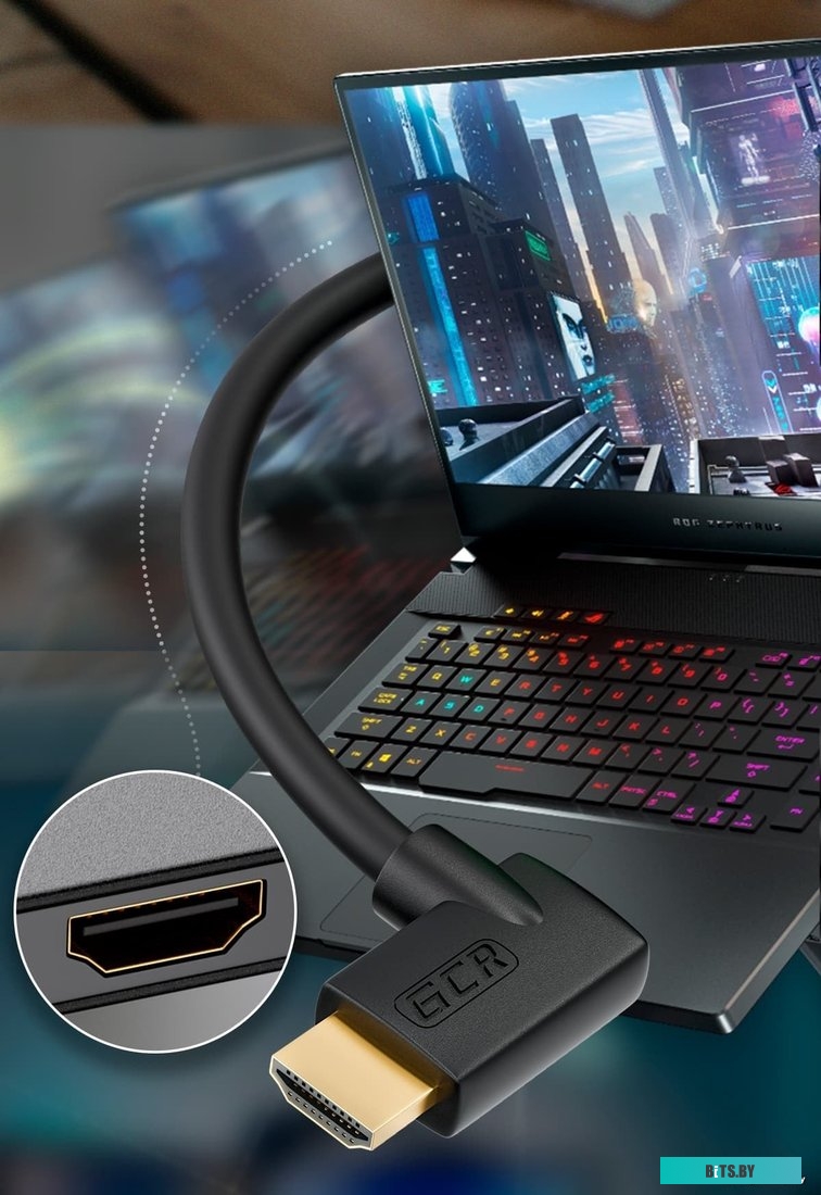 GCR-52319 GCR Кабель 2.0m HDMI 2.0, M/M верхний угол, черный, HDR 4:2:2, Ultra HD, 4K 60 fps 60Hz/5K*30Hz, 3D, AUDIO, 18.0 Гбит/с, 28/28 AWG, GCR-5231