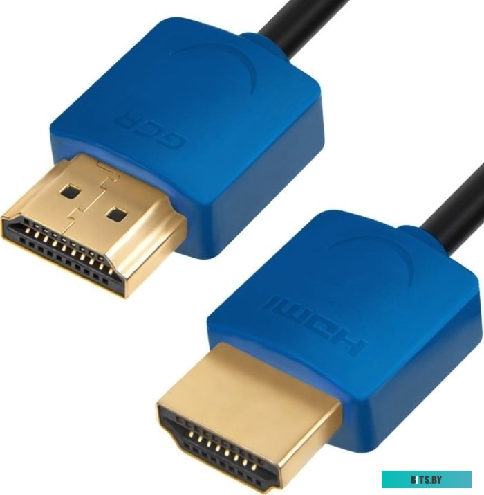 GCR-51585 Greenconnect Кабель SLIM 0.5m HDMI 2.0, синие коннекторы Slim, OD3.8mm, HDR 4:2:2, Ultra HD, 4K 60 fps 60Hz, 3D, AUDIO, 18.0 Гбит/с, 32/32 A