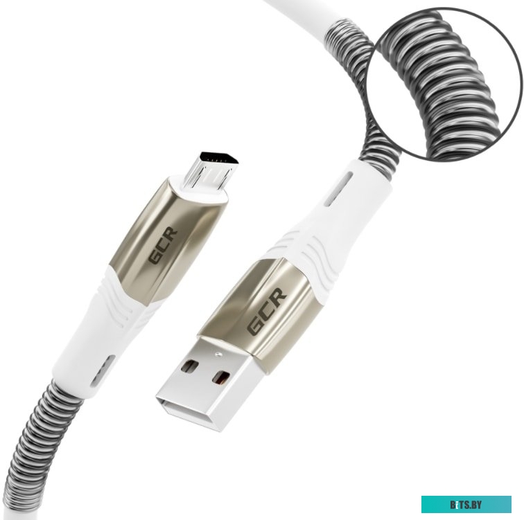 GCR-52217 GCR Кабель 1.2m MicroUSB series MERCEDES & SPRING, WHITE, для зарядки, NO Sync data, 22 AWG, GCR-52217