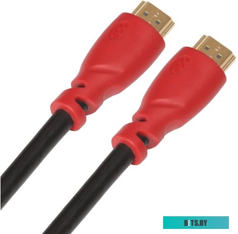 GCR-HM350-1.5m GCR Кабель 1.5m HDMI версия 1.4, черный, красные коннекторы, OD7.3mm, 30/30 AWG, позолоченные контакты, Ethernet 10.2 Гбит/с, 3D, 4K GC