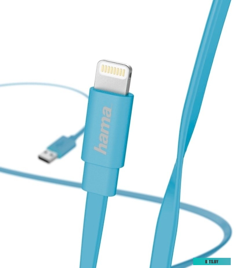 00173646 Кабель Hama Flat 00173646 USB (m)-Lightning (m) 1.2м синий плоский