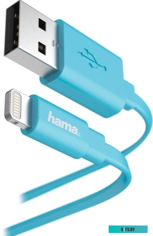 00173646 Кабель Hama Flat 00173646 USB (m)-Lightning (m) 1.2м синий плоский