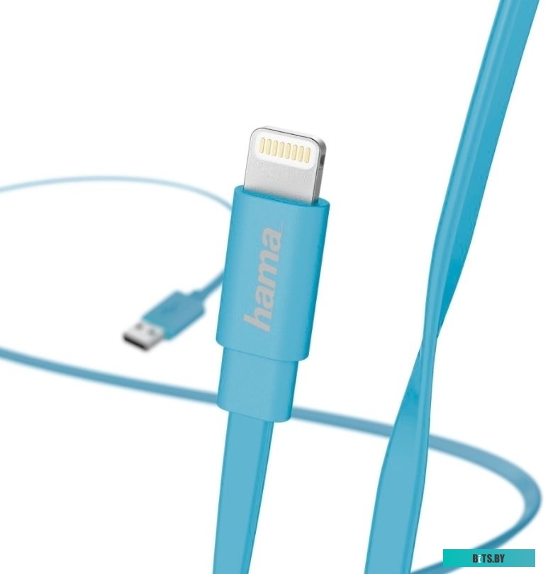 00173646 Кабель Hama Flat 00173646 USB (m)-Lightning (m) 1.2м синий плоский