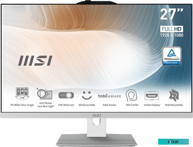 9S6-AF8212-497 Моноблок MSI Modern AM272P 12M-404XRU 27" Full HD i3 1215U (1.2) 8Gb SSD512Gb UHDG noOS GbitEth WiFi BT 120W клавиатура мышь Cam белый 