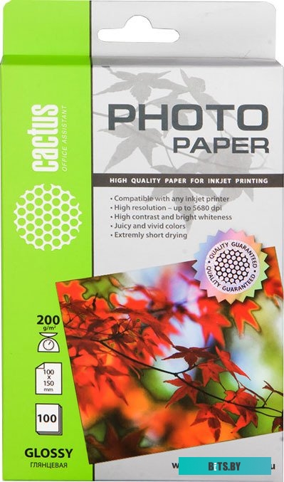 Фотобумага CACTUS Глянцевая A6 200 г/кв.м. 100 листов (CS-GA6200100)