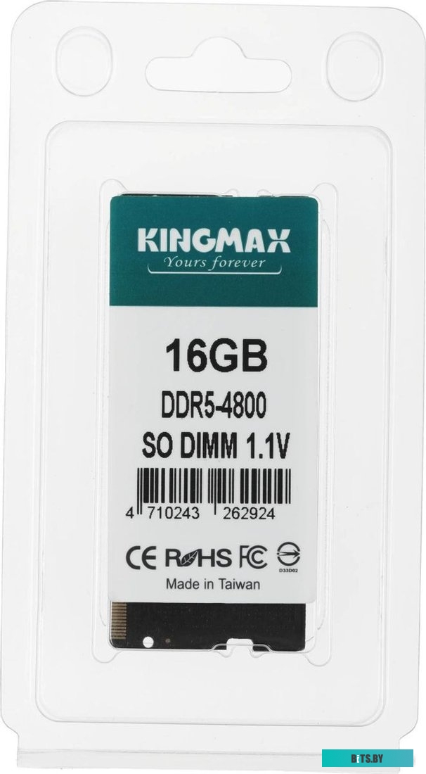 KM-SD5-4800-16GS Память DDR5 16GB 4800MHz Kingmax KM-SD5-4800-16GS RTL PC5-38400 CL40 SO-DIMM 288-pin 1.1В single rank Ret