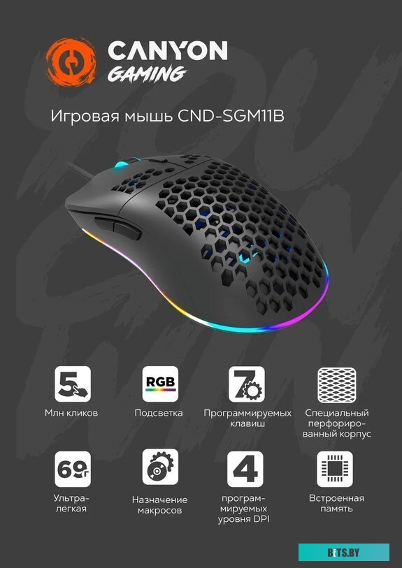 Мышь Canyon Puncher GM-11 (черный) <CND-SGM11B>