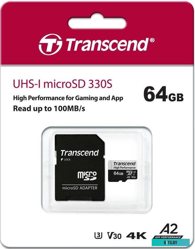 Карта памяти Transcend microSDXC 330S 64GB (с адаптером) <TS64GUSD330S>