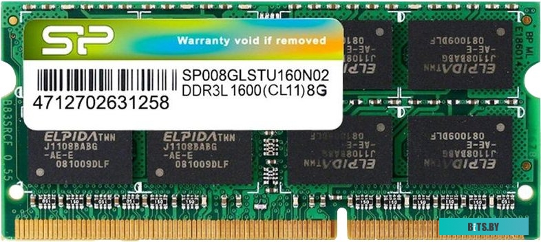 Модуль памяти Silicon Power 8GB DDR3 SO-DIMM PC3-12800 SP008GLSTU160N02