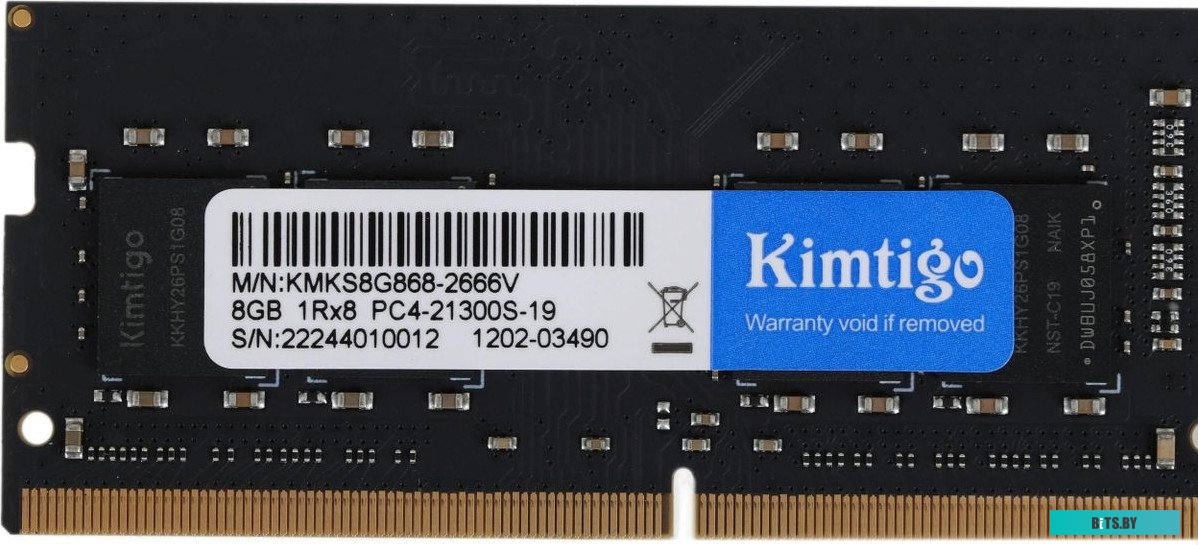 Модуль памяти Kimtigo DDR4 8Gb 2666MHz PC4-21300 KMKS8G8682666