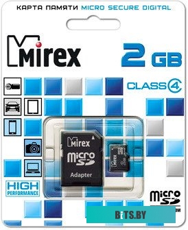 Карта памяти microSD с адаптером MIREX 2Gb 13613-ADTMSD02