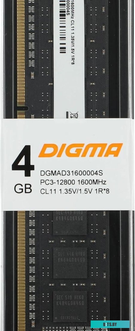 Оперативная память Digma DDR3L 4Gb 1600MHz PC3-12800 DGMAD31600004S