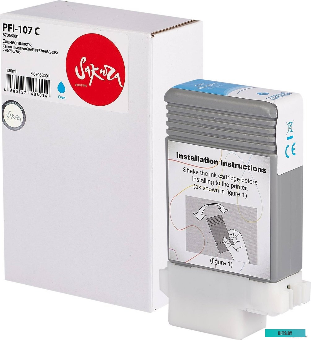 Струйный картридж Sakura PFI-107 C SI6706B001.