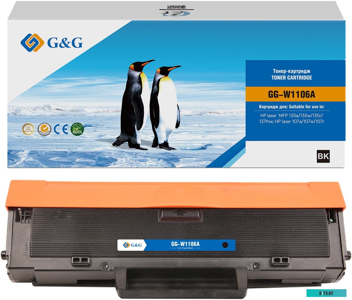 Картридж G&G GG-W1106A черный (1000стр.) для HP Laser 107a/107r/107w/135a MFP/135r MFP/135w MFP/137fnw MFP