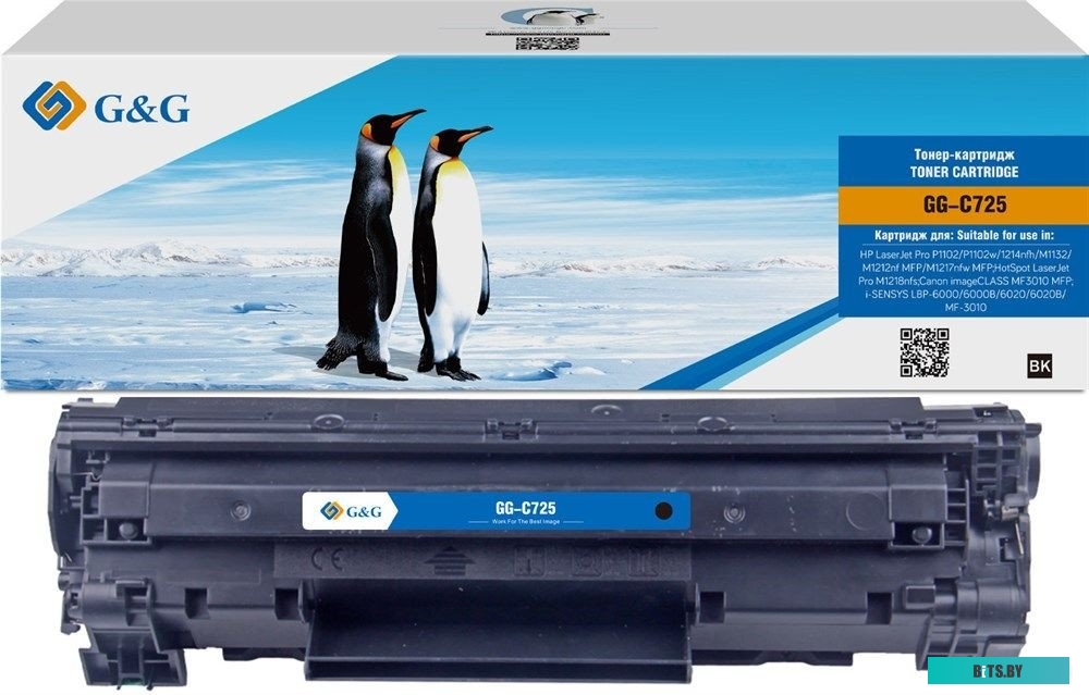 Картридж лазерный G&G GG-C725 черный (1600стр.) для Canon imageCLASS MF3010 MFP/LBP-6000/6000B/6020/6020B/MF-3010, LJ P1102/1102w Pro M1130/1212 HP
