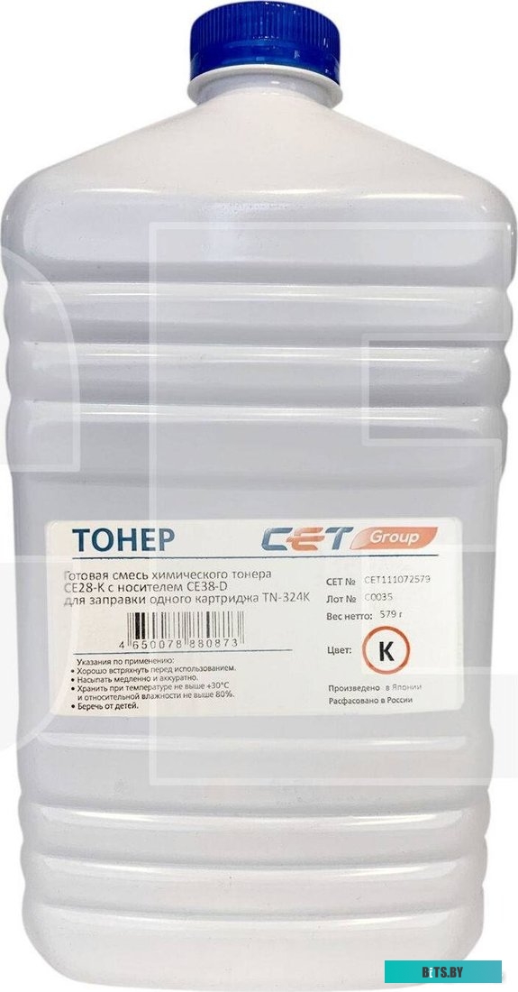 Тонер Cet CE28-K/CE28-D CET111072579 черный бутылка 579гр. (в компл.:девелопер) для принтера KONICA MINOLTA Bizhub C258/308/368
