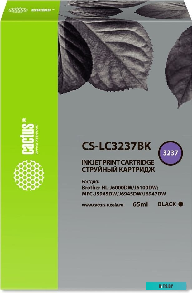Картридж струйный Cactus CS-LC3237BK черный (65мл) для Brother HL-J6000DW/J6100DW
