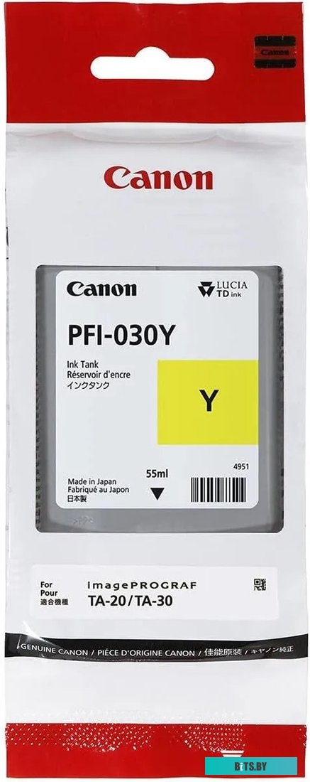 Картридж струйный Canon PFI-030Y 3492C001АА желтый (55мл) для Canon imagePROGRAF TA-20, TA-30, TM-240, TM-340