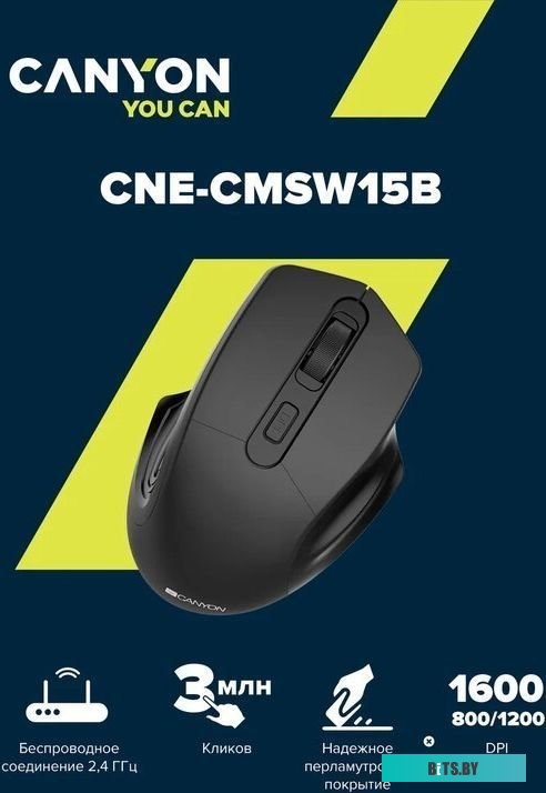 Мышь Canyon MW-15 (черный) <CNE-CMSW15B>