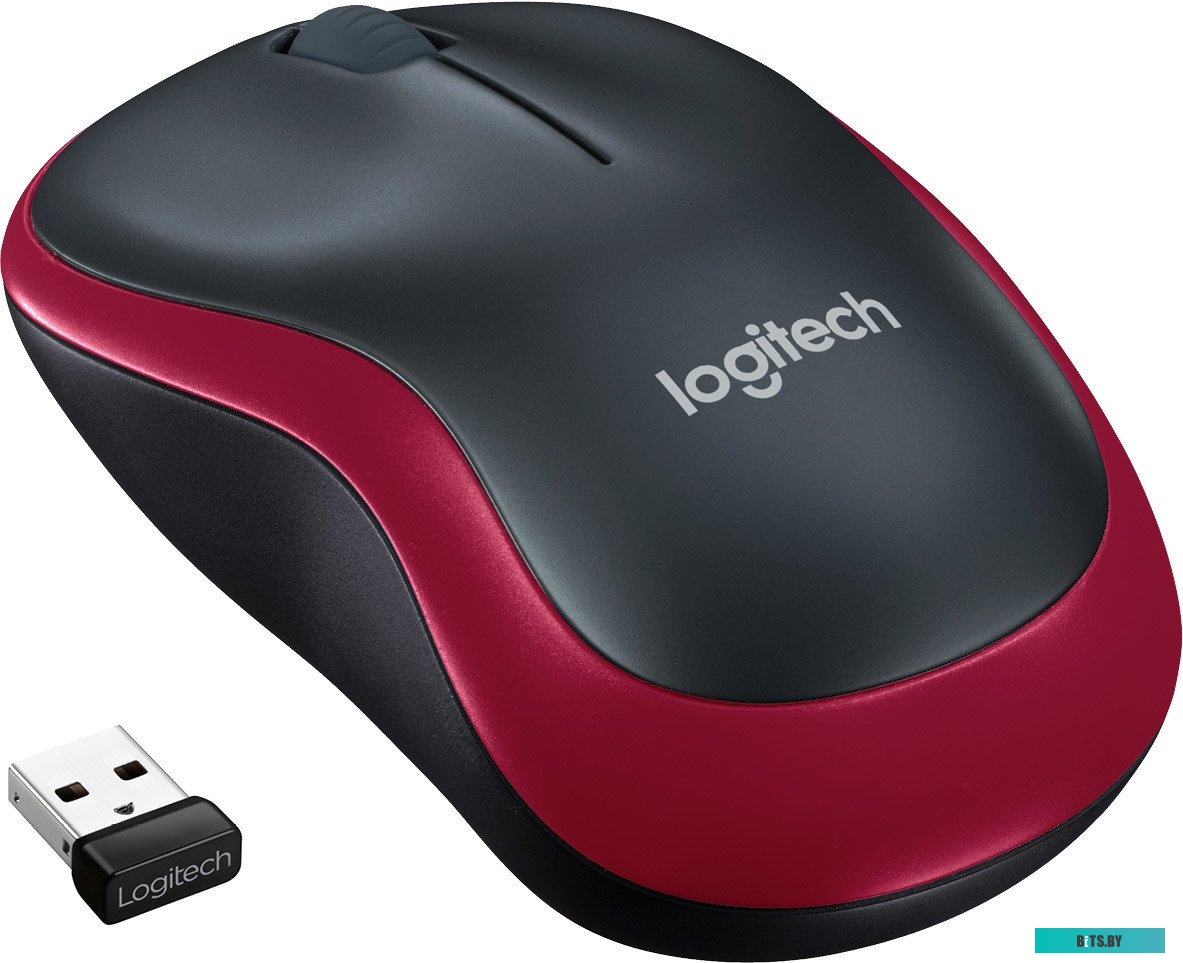 Мышь Logitech M185 (черный/красный)