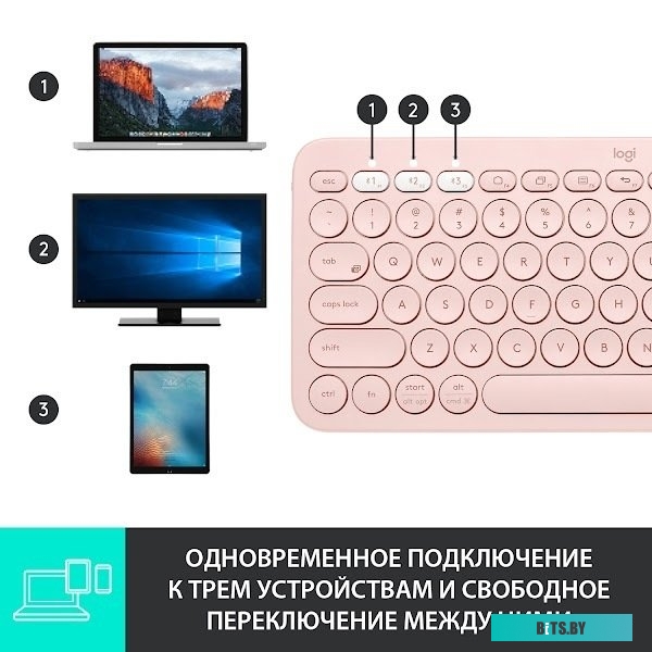 Клавиатура Logitech Multi-Device K380 Bluetooth (розовый) <920-010569>