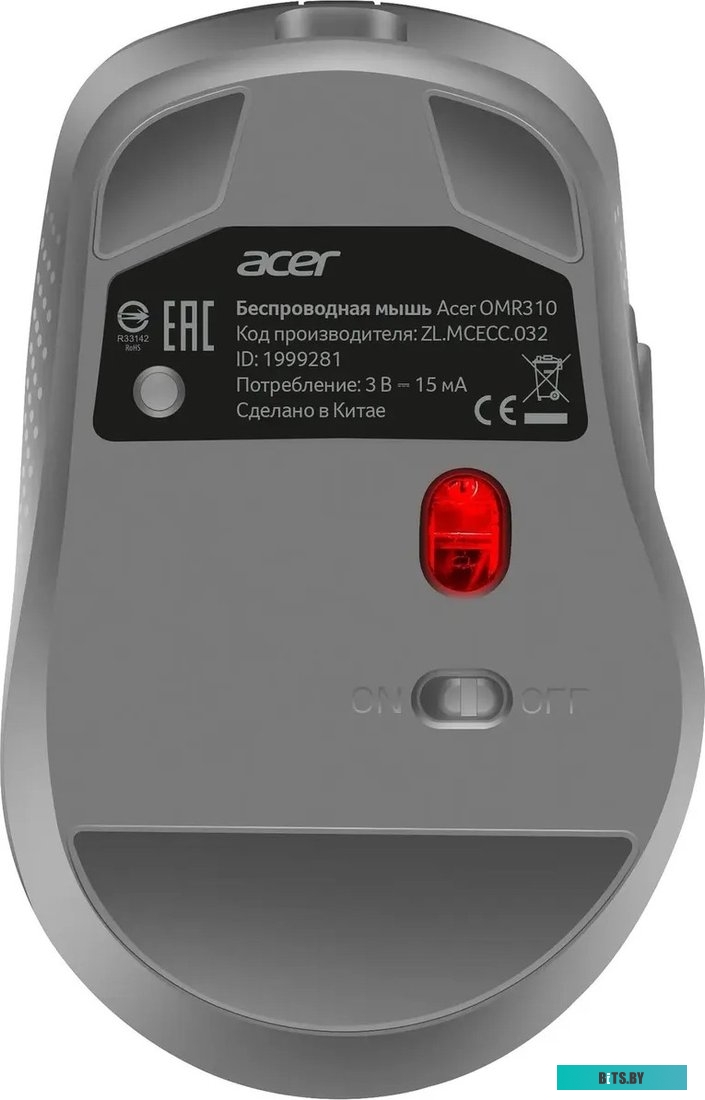 Мышь Acer OMR310, оптическая, беспроводная, темно-серый [zl.mcecc.032] ZL.MCECC.032