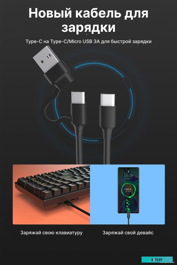 Клавиатура Royal Kludge RK-H81 RGB White Night (RK Cyan)