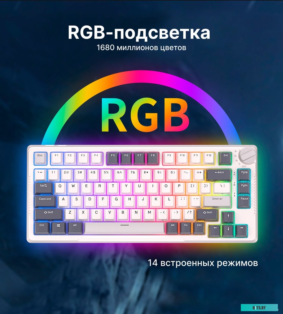 Клавиатура Royal Kludge RK-H81 RGB White Night (RK Cyan)