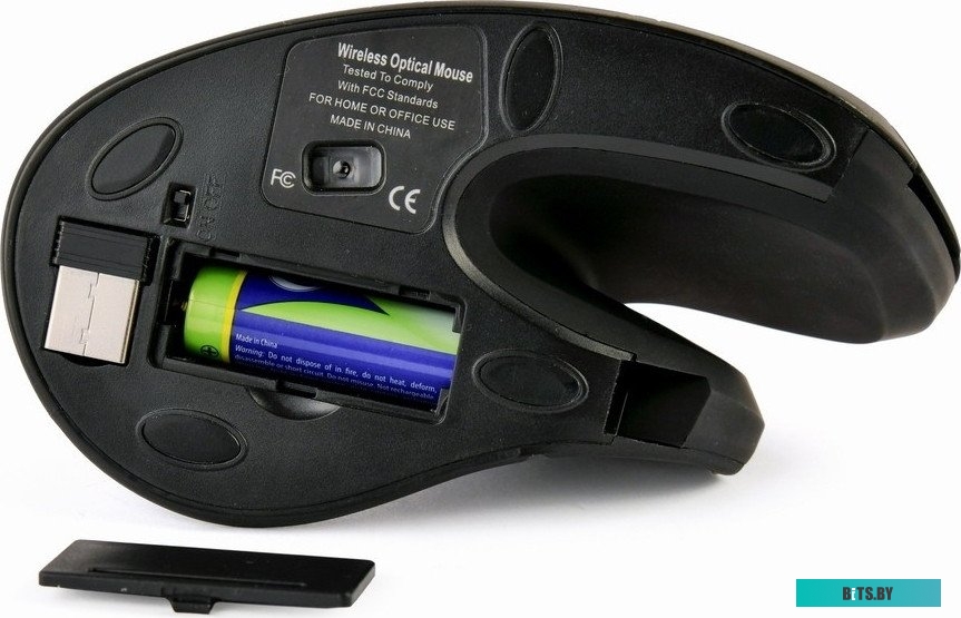 Мышь Wireless MUSW-ERGO-03 Gembird вертикальная 6-клавиш, 800-1600DPI, черная MUSW-ERGO-03