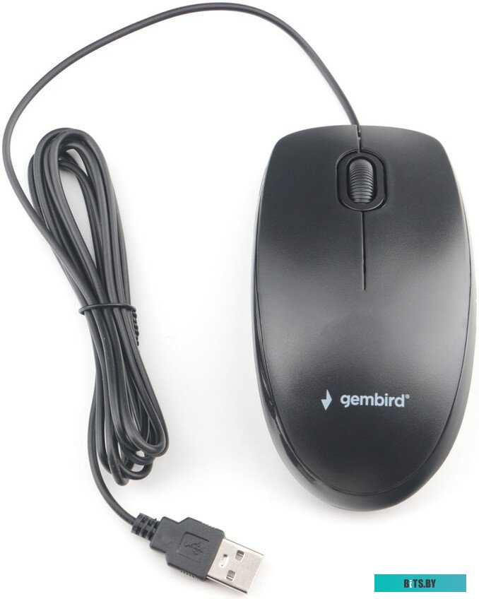 Мышь Gembird MOP-200 проводная бесшумная, 3кн, 1000 DPI, 1.8м, черный, коробка MOP-200