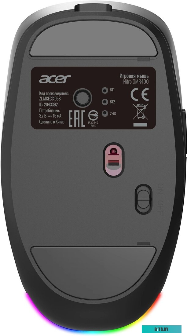 Мышь Acer Nitro OMR400 черный оптическая 3200dpi silent беспров. BT/Radio USB 6but (ZL.MCECC.05B) ZL.MCECC.05B