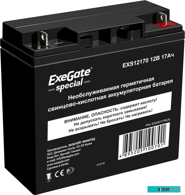 Аккумулятор для ИБП ExeGate Special EXS12170 (12В/17 А·ч) [ES255177RUS]