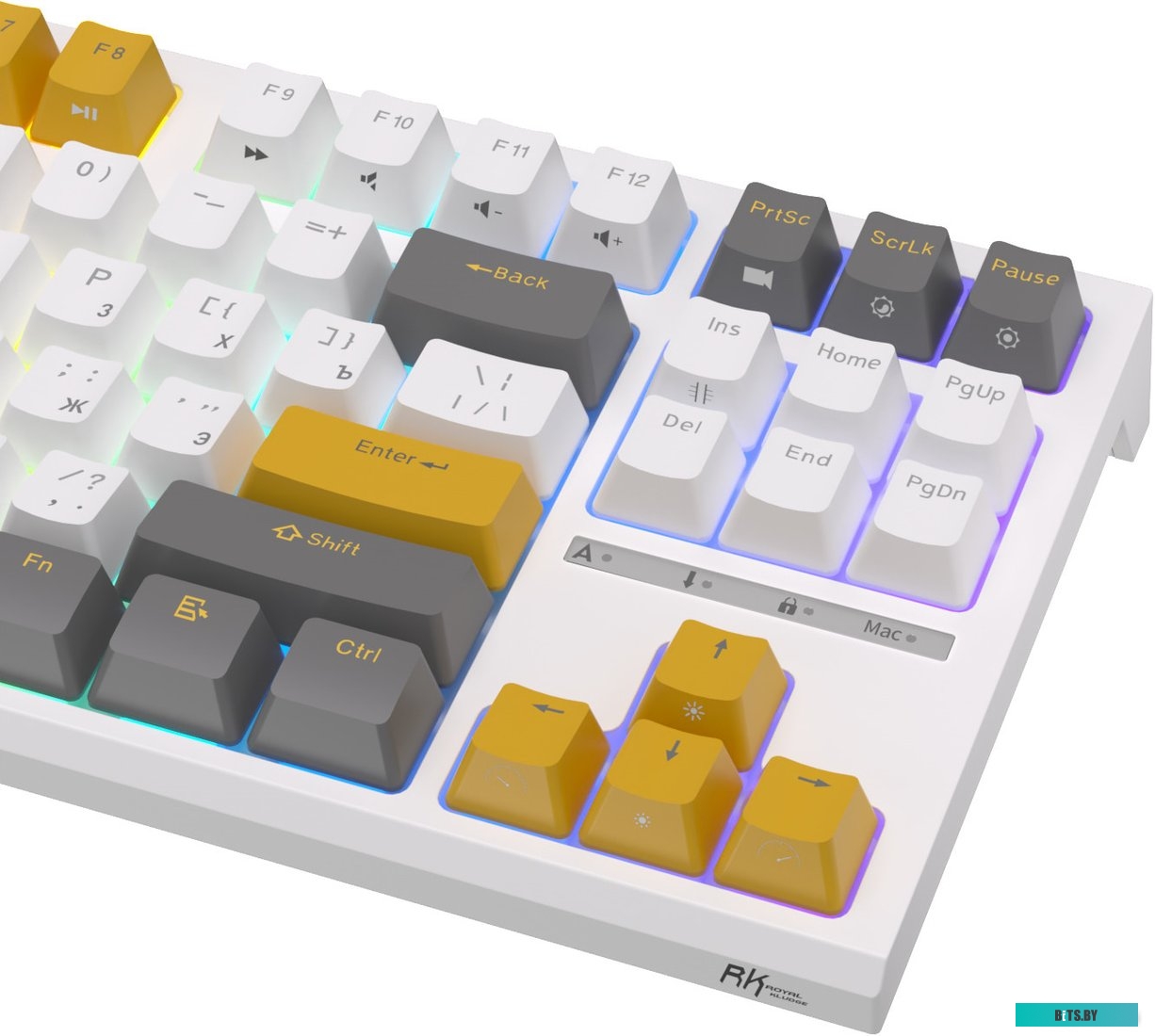 Проводная клавиатура Royal Kludge RK-R87 RGB (белый/желтый, RK Brown)
