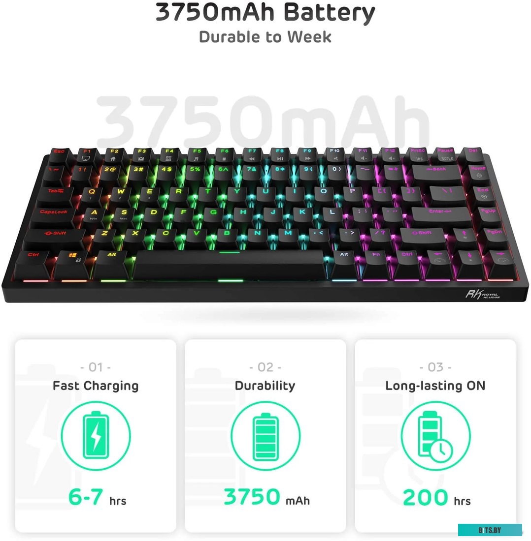 Клавиатура Royal Kludge RK84 RGB (черный, RK Brown)