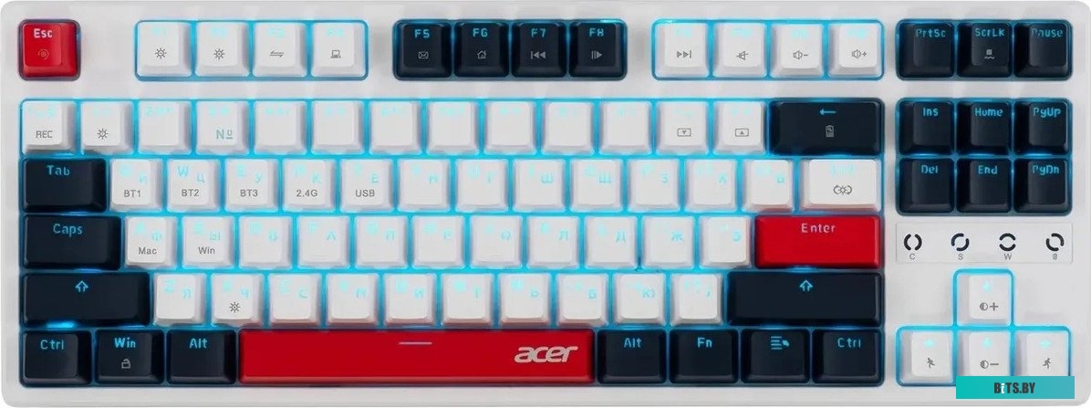 Клавиатура Acer OKR302 механическая белый USB беспроводная BT/Radio for gamer для ноутбука LED (ZL.KBDEE.016) ZL.KBDEE.016