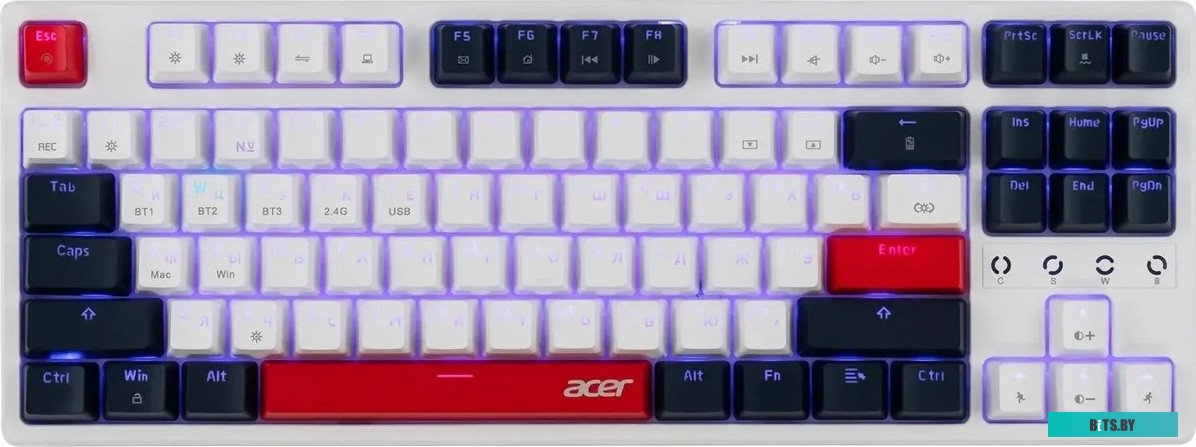 Клавиатура Acer OKR302 механическая белый USB беспроводная BT/Radio for gamer для ноутбука LED (ZL.KBDEE.016) ZL.KBDEE.016