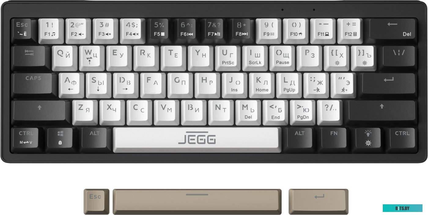 Клавиатура JEGG ZA61 White Black Brown (TNT Yellow)