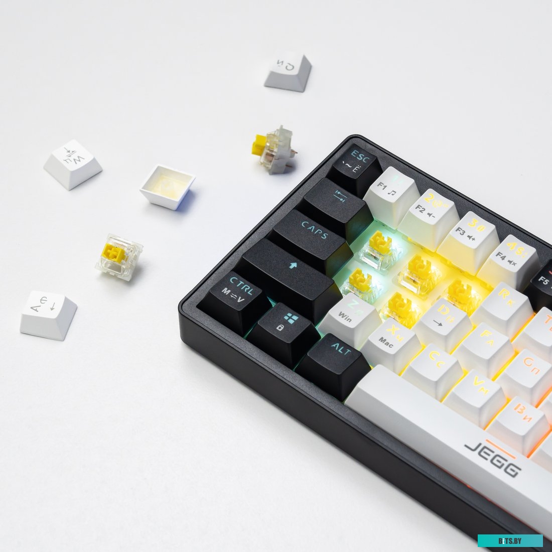 Клавиатура JEGG ZA61 White Black Brown (TNT Yellow)