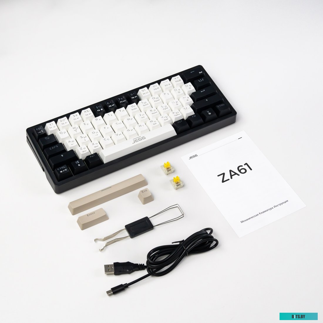 Клавиатура JEGG ZA61 White Black Brown (TNT Yellow)
