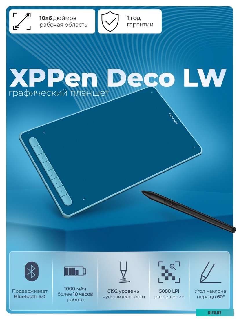 Графический планшет XP-Pen Deco LW (синий)