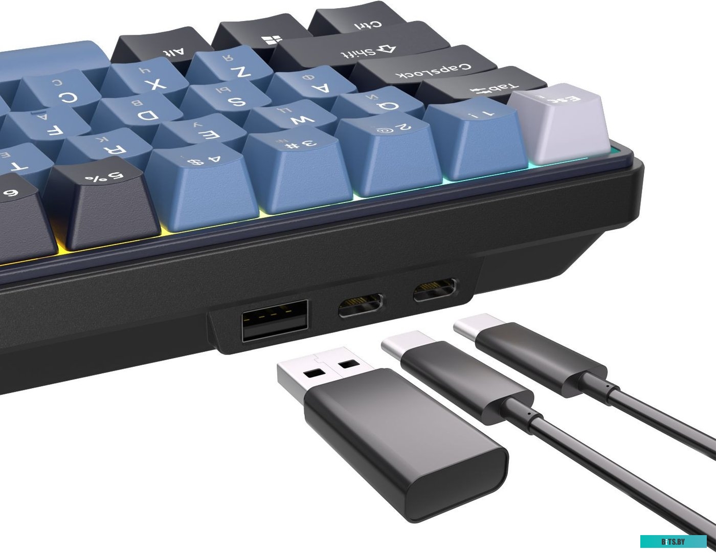 Клавиатура Royal Kludge RK61 Plus RGB (черный, RK Cyan)